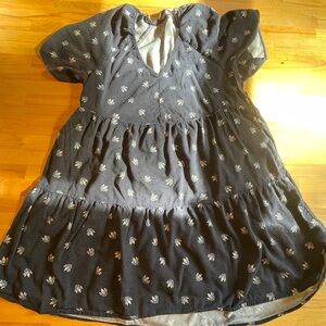 Old Navy Gray and Blue Puff Sleeve Sundress